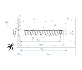 THP [CP] Anclaje de fijación directa en hormigón con recubrimiento ATLANTIS C3-H. Homologado ETE Opt.1. Cabeza alomada