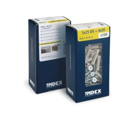 TN4S + TP-PO Z [CP] Taco de nylon anudable de 4 segmentos para todo tipo de materiales. Taco + tirafondo cincado