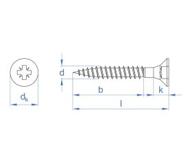 TP-PO B [CP] Tirafondos de cabeza avellanada. Bicromatado. Huella PZ
