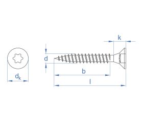 TP-TO [CP] Tirafondos de cabeza avellanada. Bicromatado. Huella TX
