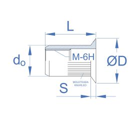 TR-AV [CP] Tuercas remachables. Cabeza avellanada