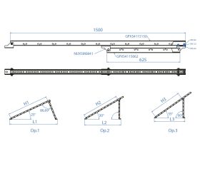TRP-XS [CP] Triángulos para instalación de placas solares. Triángulo regulable premontado INDEXTRUT. Acero con recubrimiento Atlantis C4-M. Válido para guía GP-XS