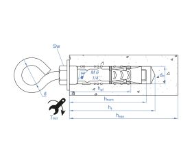 ZA-AR [CP] Anclaje de zamak para cargas medias-altas en materiales macizos o huecos. Argolla