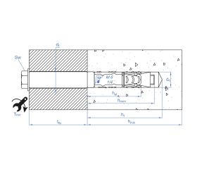 ZA-PR [CP] Anclaje de zamak para cargas medias-altas en materiales macizos o huecos. Tornillo largo + prolongador