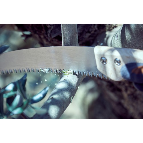 Serrucho León con hoja curva de 13" y mango de madera recto. Incluye funda / 450MR13