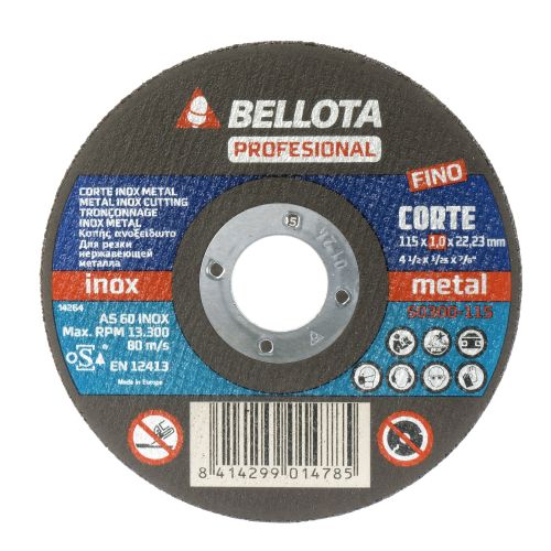 Disco abrasivo profesional extra fino para corte inox-metal, espesor 1 mm y Ø 115 mm / 50300115