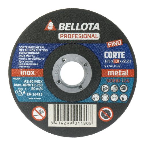Disco abrasivo profesional extra fino para corte inox-metal, espesor 1 mm y Ø 125 mm / 50300125