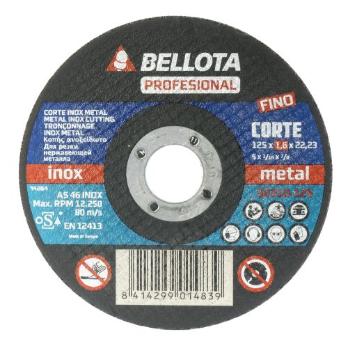 Disco abrasivo profesional fino para corte inox-metal,  espesor 1,6 mm y Ø 125 mm / 50310125