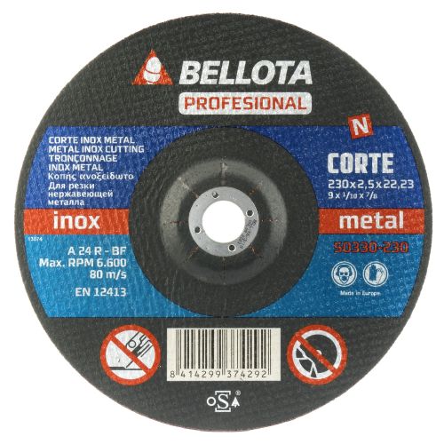 Disco abrasivo profesional para corte inox-metal, espesor 2,5 mm y Ø 230 mm / 50330230