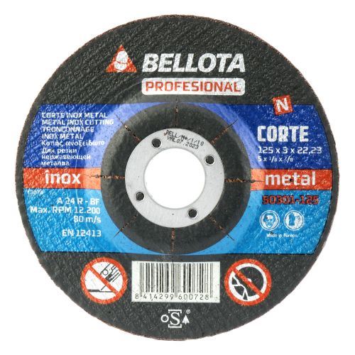 Disco abrasivo profesional para corte inox-metal, espesor 3 mm y Ø 125 mm / 50301125