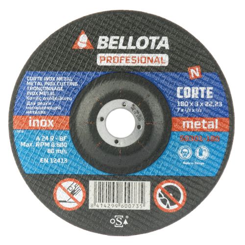 Disco abrasivo profesional para corte inox-metal, espesor 3 mm y Ø 180 mm / 50301180