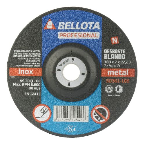 Disco abrasivo profesional para desbaste inox-metal, blando 7 mm y Ø 180 mm / 50361180