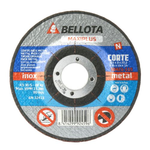 Disco abrasivo maxiplus para corte inox-metal, espesor 3 mm y Ø 115 mm / 50421115