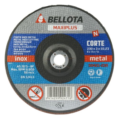 Disco abrasivo maxiplus para corte inox-metal, espesor 3 mm y Ø 230 mm / 50421230