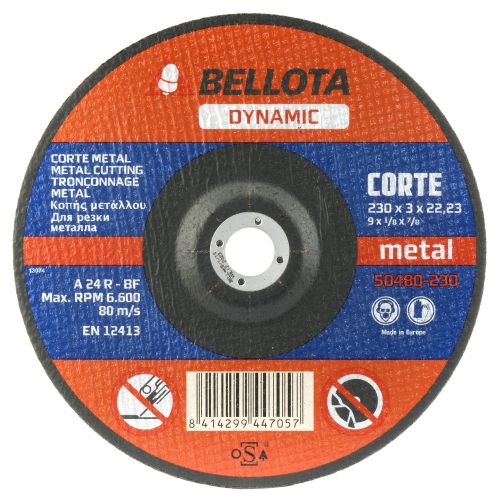 Disco abrasivo dynamic para corte metal, espesor 3 mm y Ø 230 mm / 50480230