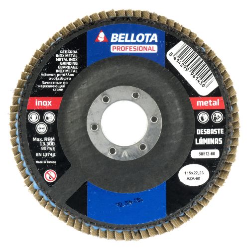 Disco de láminas base cóncava de fibra de vidrio para desbaste inox-metal, grano AZ 60 y Ø 115 / 5051260