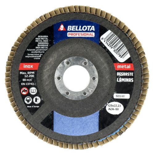 Disco de láminas base cóncava de fibra de vidrio para desbaste inox-metal, grano AZ 40 y Ø 125 / 5055240