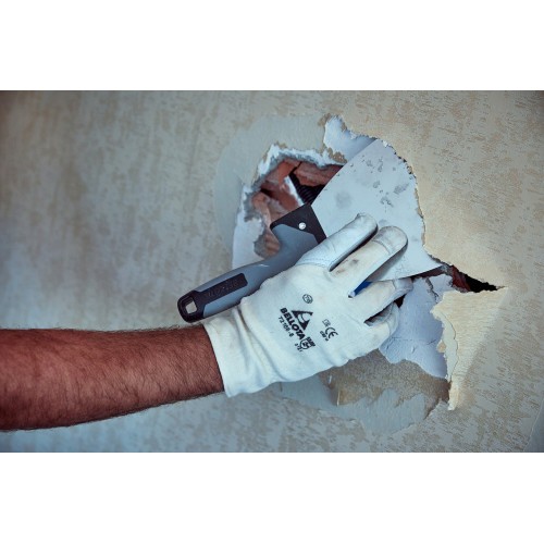 Espátula americana de acero inoxidable con mango bimaterial para trabajos de rejunteo y remates en placa / 5900