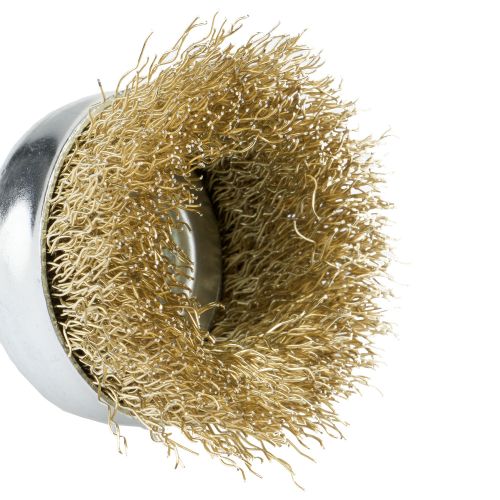 Cepillo de taza con perno, alambre de acero latonado ondulado / 50808