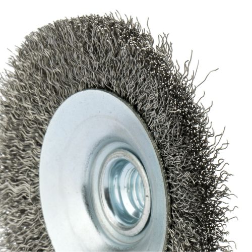 Cepillo cónico para altas revoluciones, alambre de acero inoxidable ondulado / 50816
