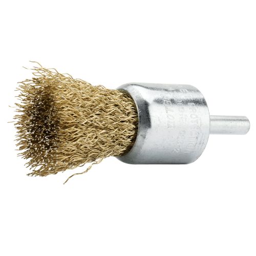 Cepillo brocha punta con perno, alambre de acero latonado ondulado / 50818