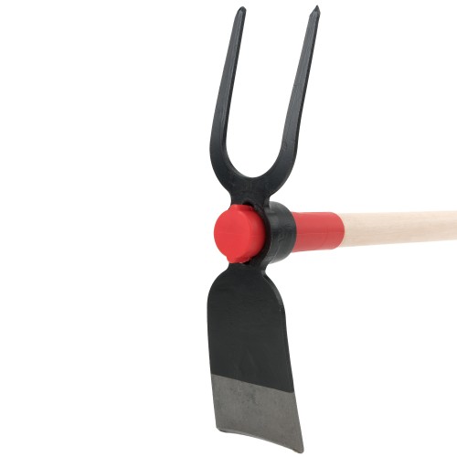 Azada forjada con sistema antigiro de doble figura: horquilla con diente en forma de diamante y azada, con mango de madera certificada de 1000 mm  / HOE344W
