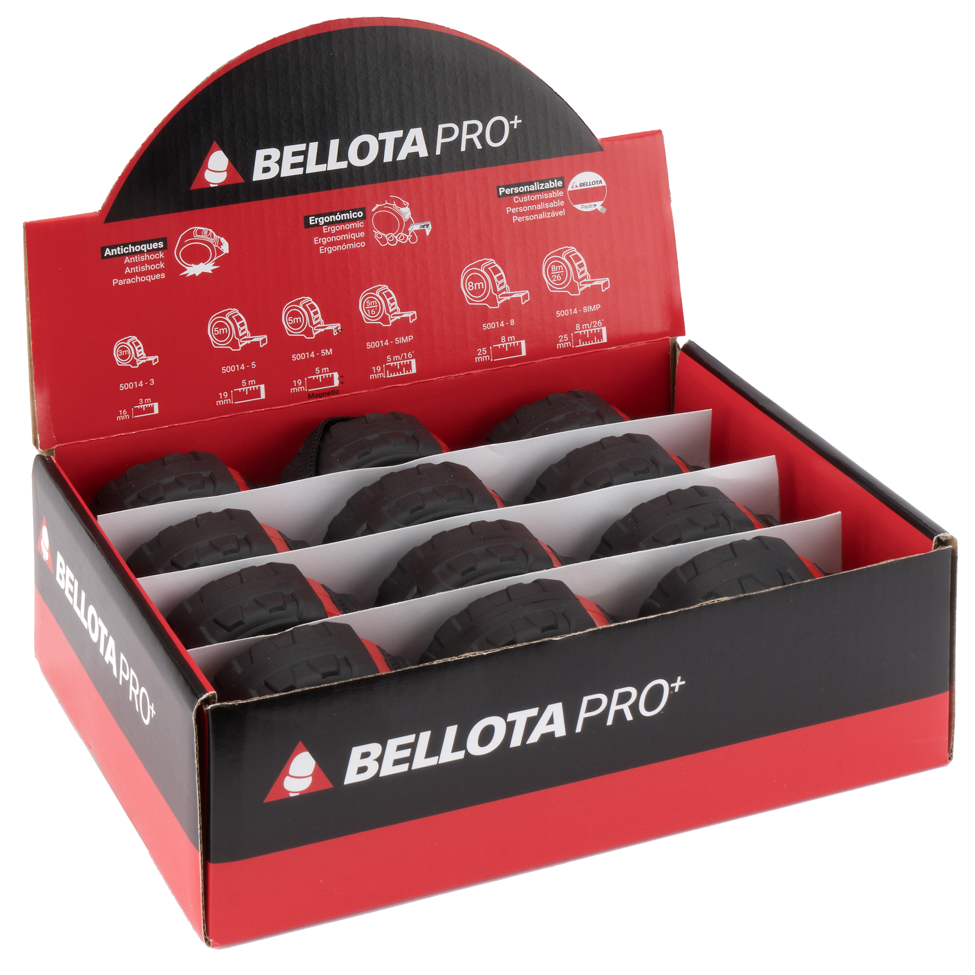 Flexómetro bimaterial en mm y pulgadas 5 m x 19 mm / 500145IMP