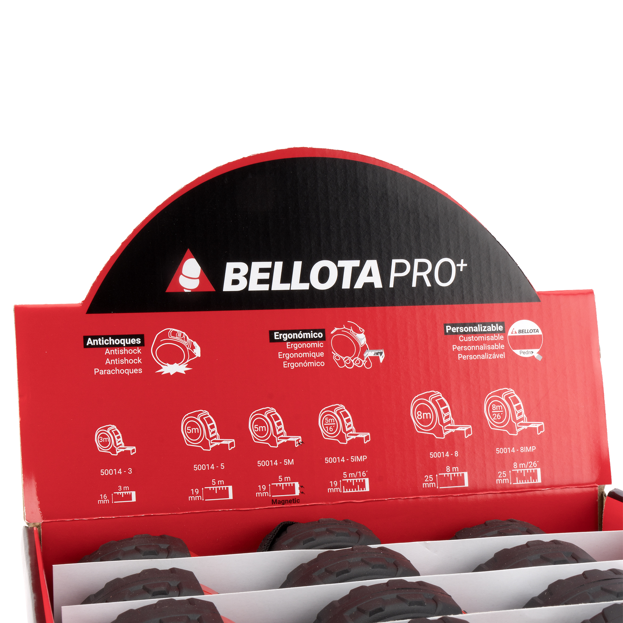 Flexómetro bimaterial en mm y pulgadas 5 m x 19 mm / 500145IMP