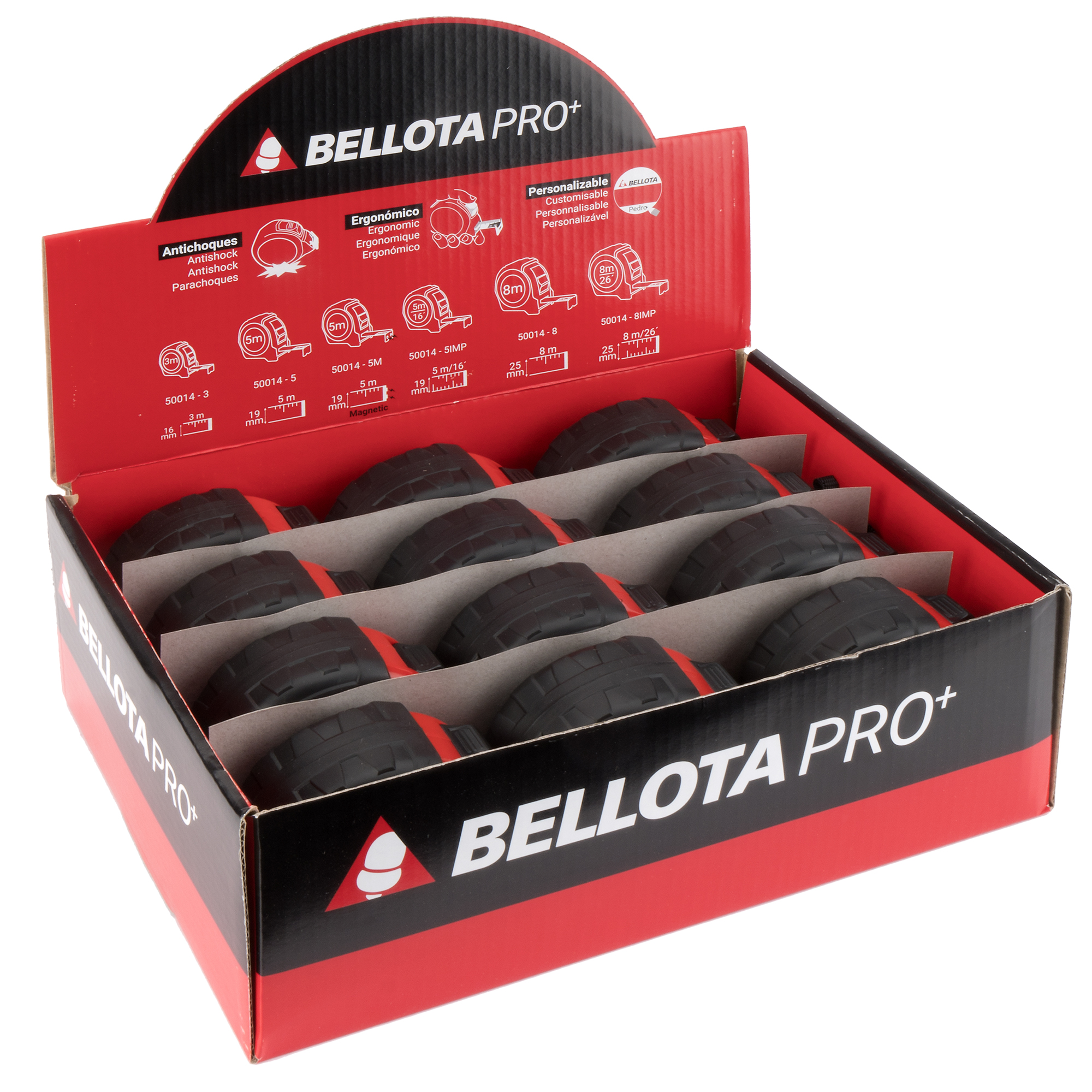 Flexómetro bimaterial en mm y pulgadas 8 m x 25 mm / 500148IMP