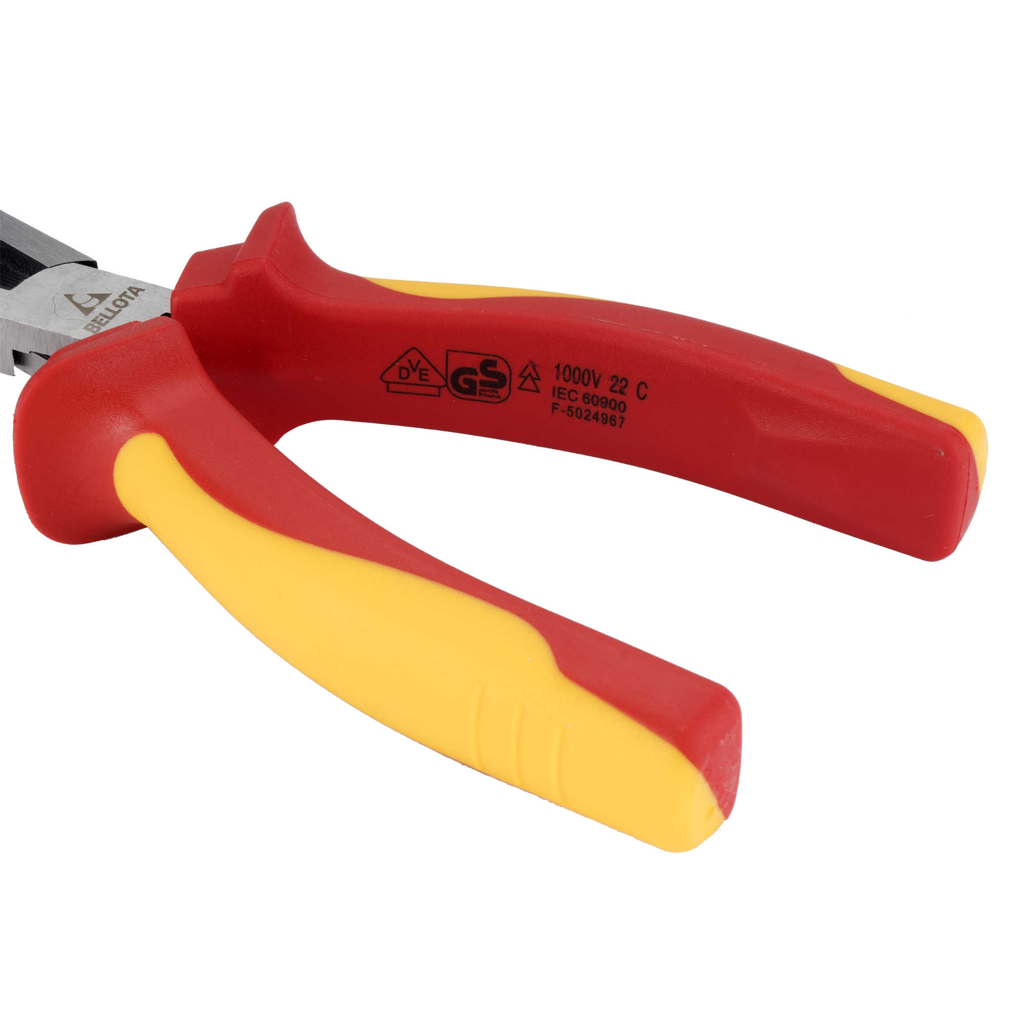 Alicate manipulación aislado con bocas semiredondas rectas de 200 mm para trabajos eléctricos de sujeción con tensión hasta 1.000V / 26120200VDE