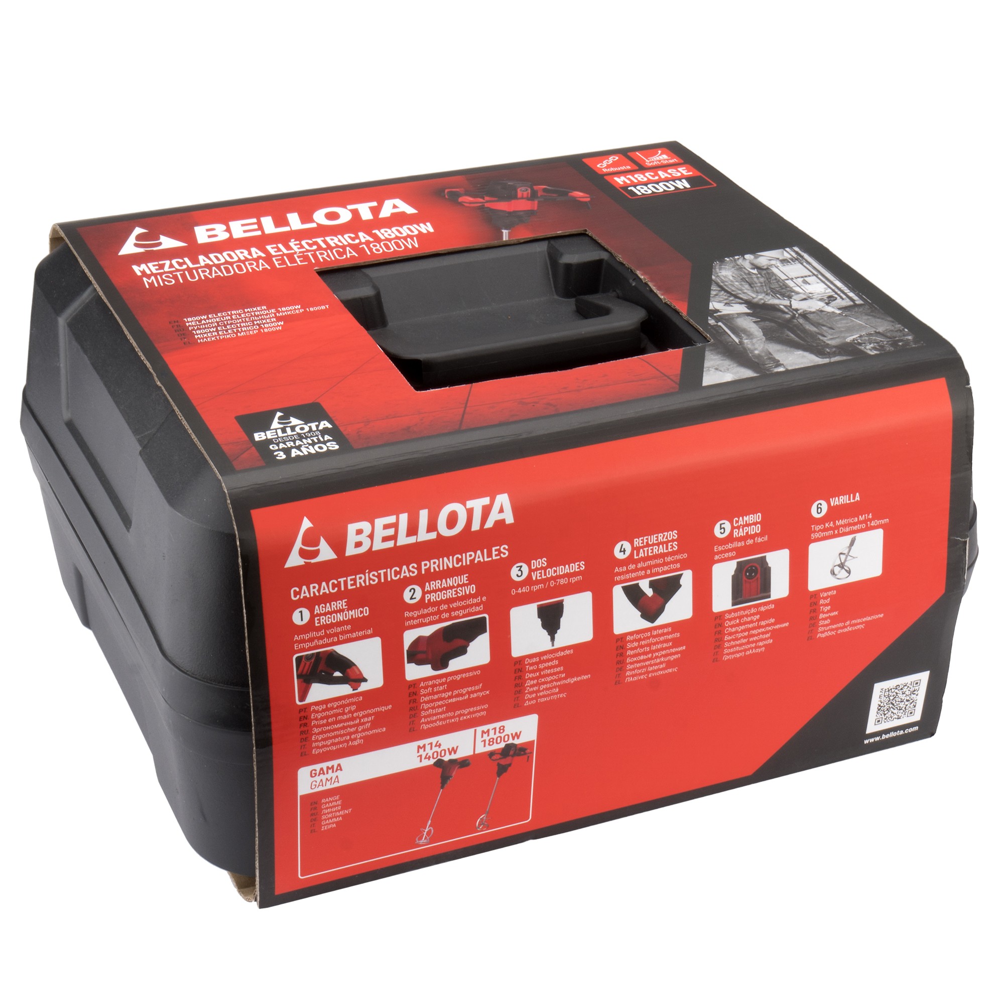 Máquina mezcladora 1800 W 220 v con maleta plástica enchufe tipo C-F / M18CASE