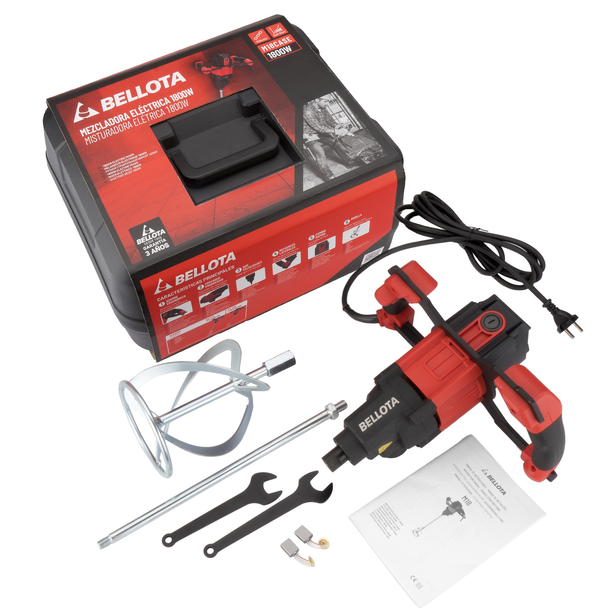 Máquina mezcladora 1800 W 220 v con maleta plástica enchufe tipo C-F / M18CASE