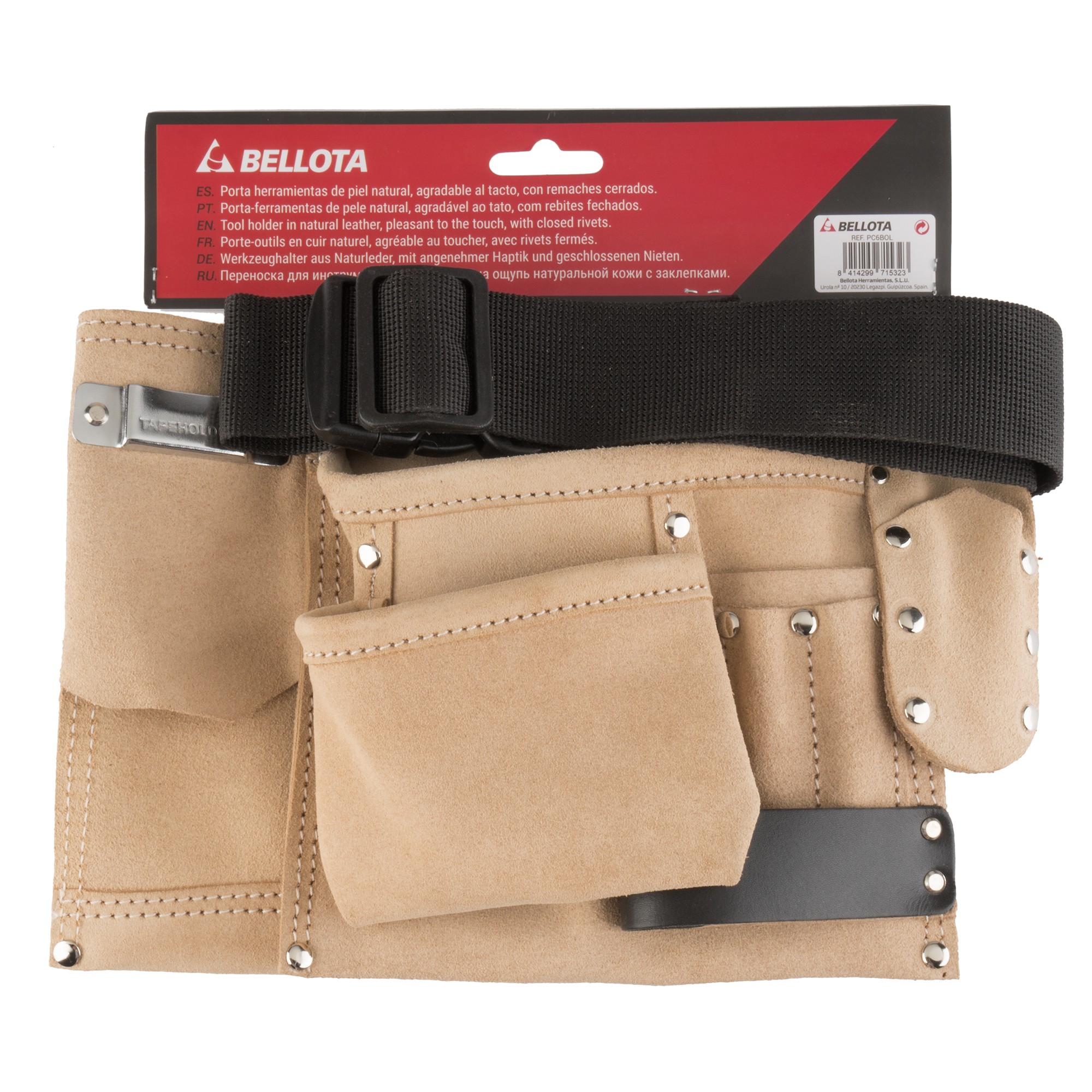 Cinturón porta-herramientas de piel con 6 bolsillos / PC6BOL