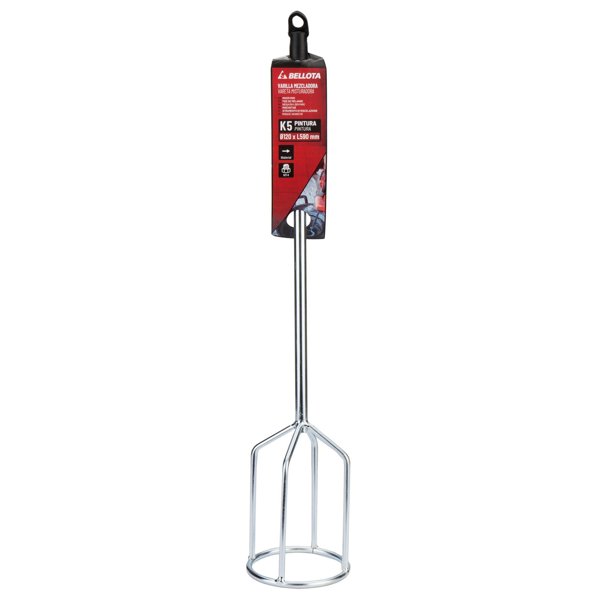 Varilla mezcladora K5, diámetro 120 mm con acople métrica 14 (M14) para pintura / MK5120M14