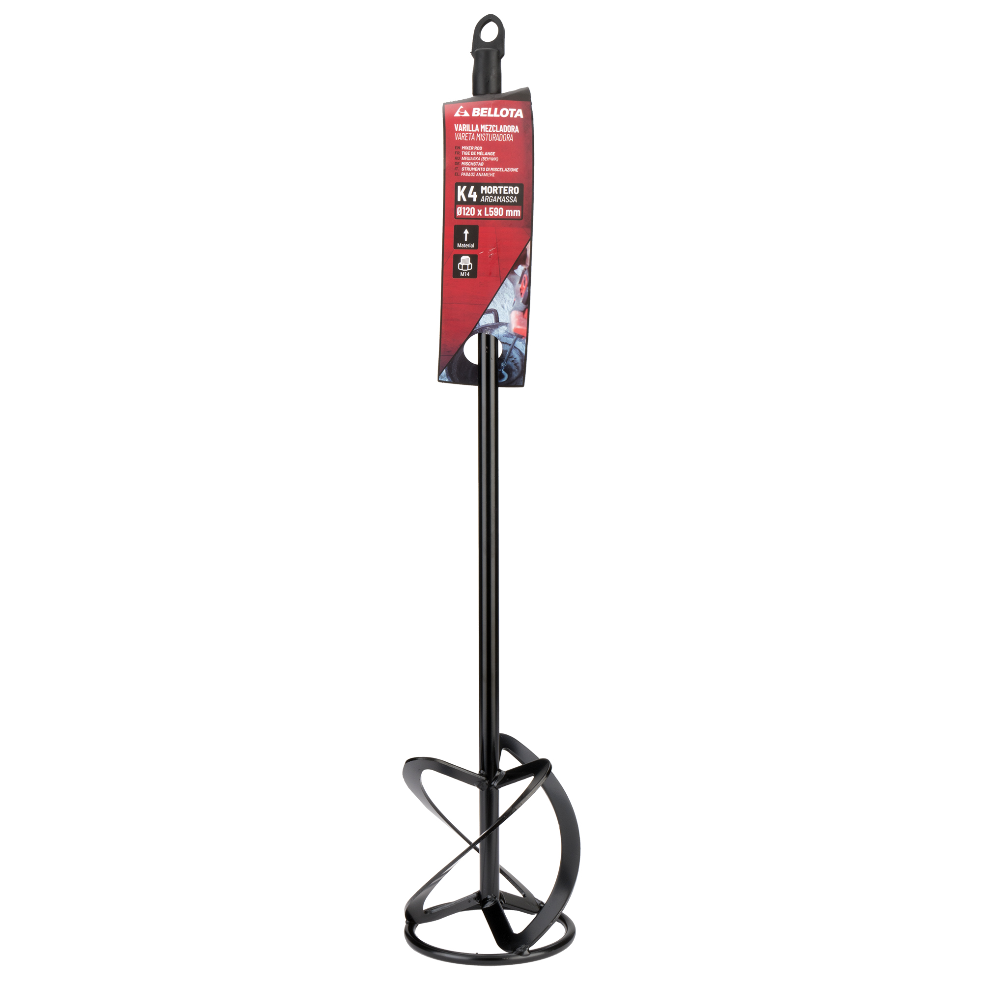 Varilla mezcladora K4, diámetro 120 mm con acople métrica 14 (M14) para morteros / MK4120M14