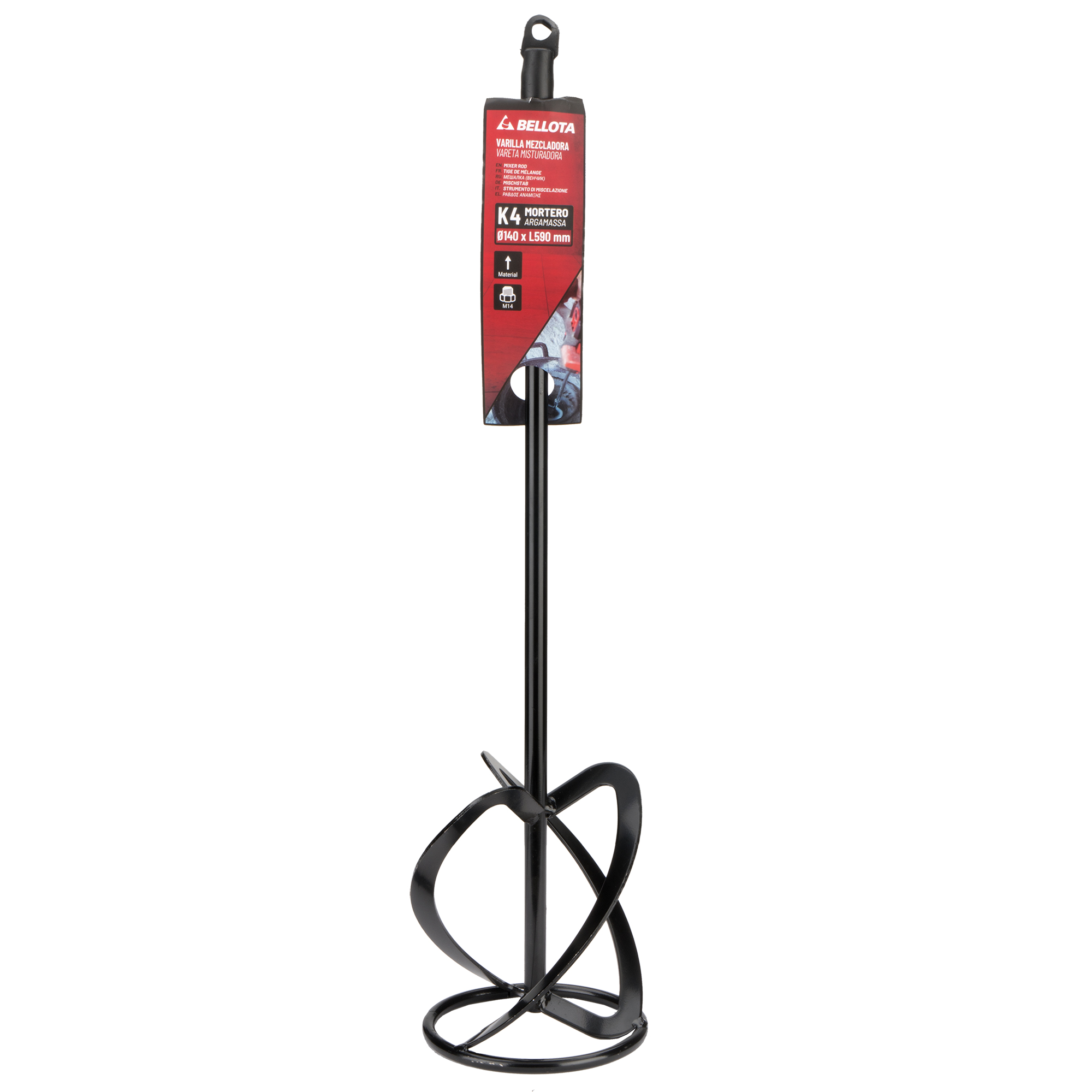 Varilla mezcladora K4, diámetro 140 mm con acople métrica 14 (M14) para morteros / MK4140M14