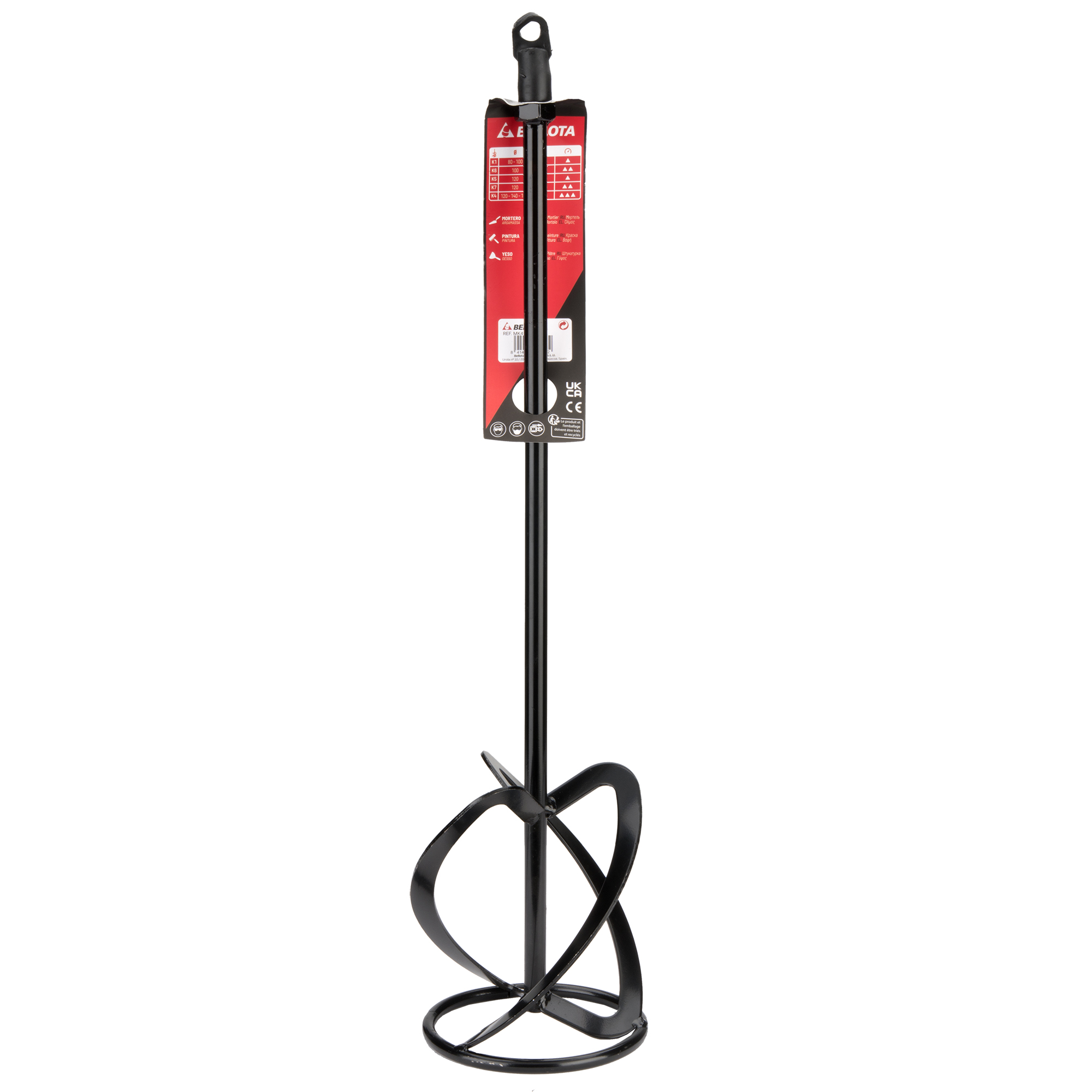 Varilla mezcladora K4, diámetro 140 mm con acople métrica 14 (M14) para morteros / MK4140M14