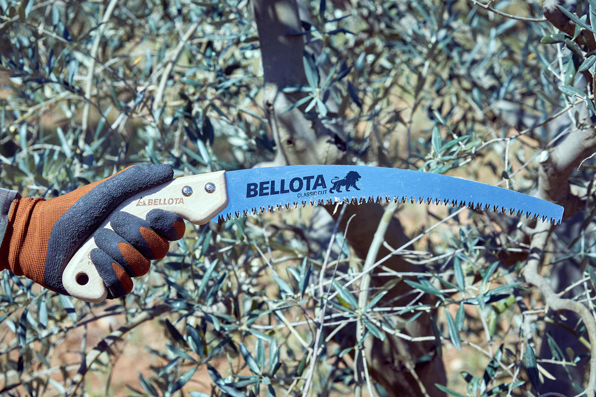 Serrucho León con hoja curva de 11" y mango de madera recto. Incluye funda / 450MR11