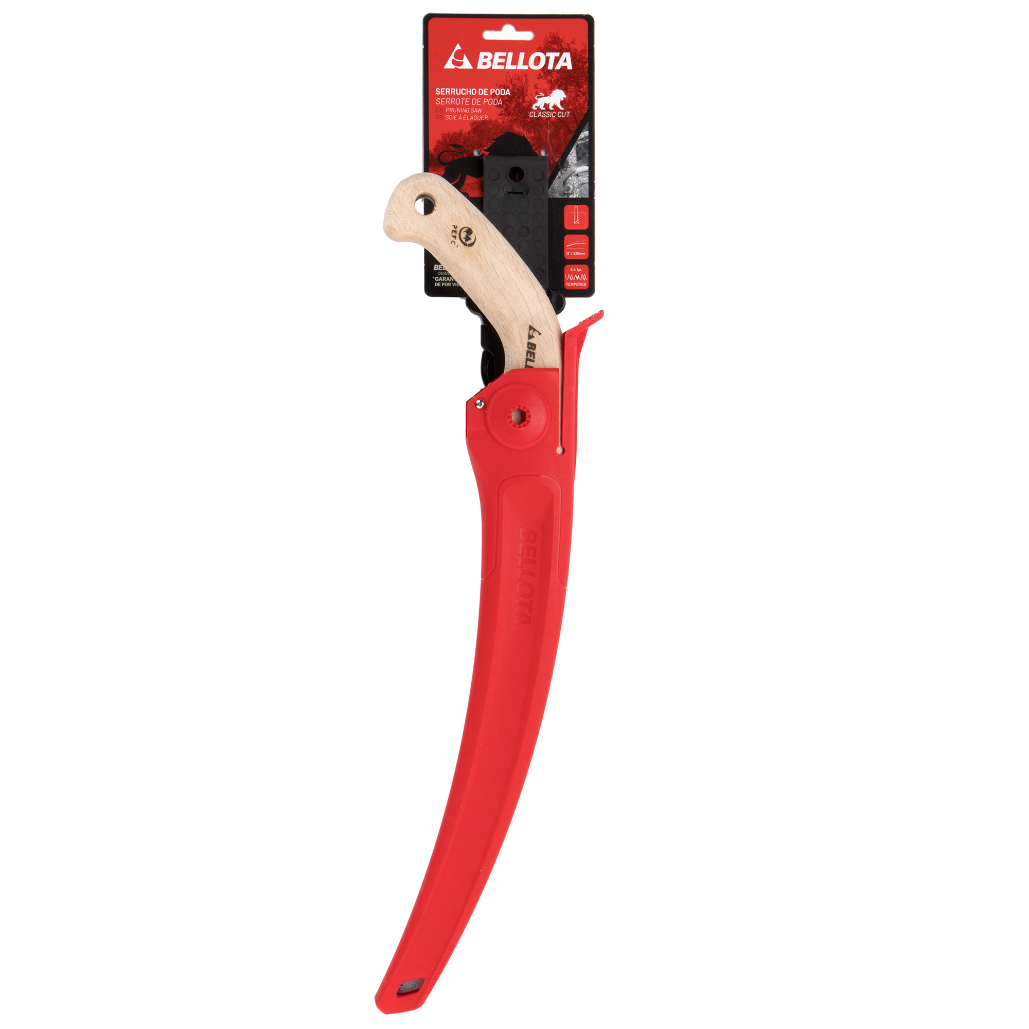 Serrucho León con hoja curva de 13" y mango de madera recto. Incluye funda / 450MR13