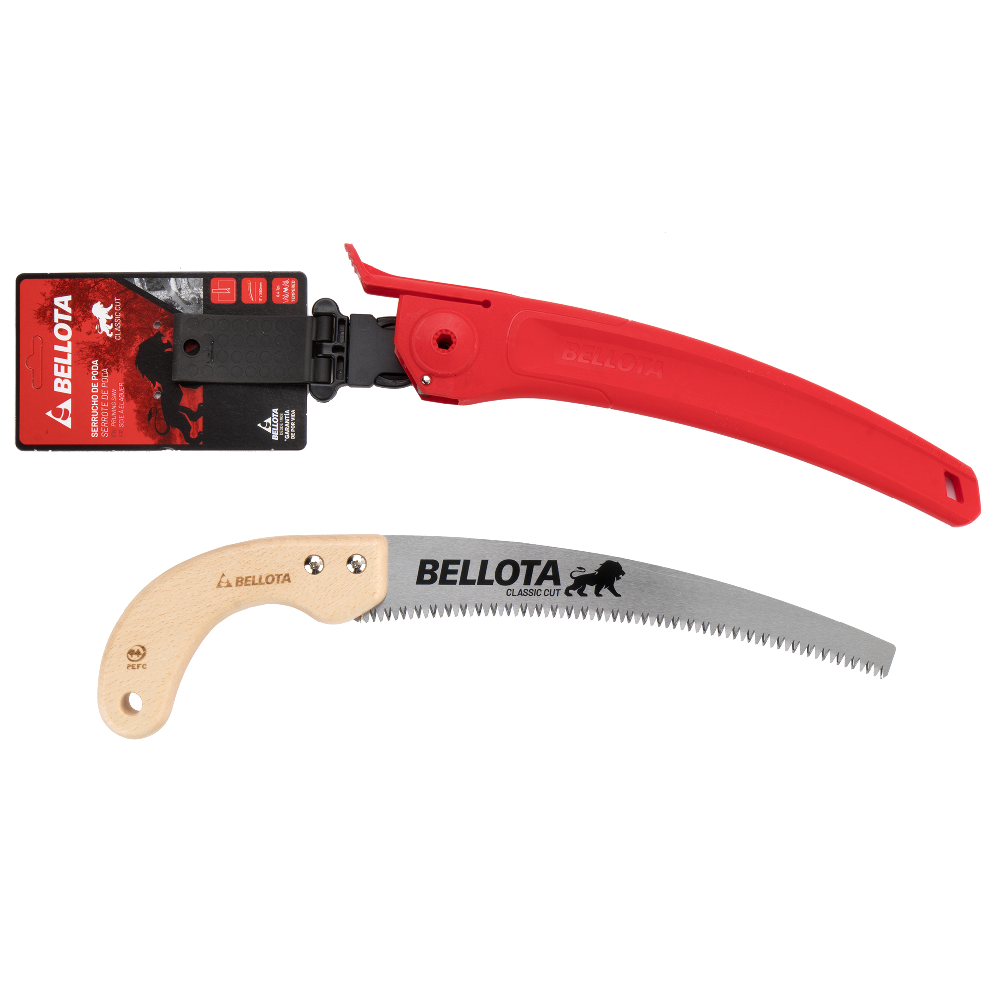 Serrucho León con hoja curva de 11" y mango de maderacurvo. Incluye funda / 450MC11