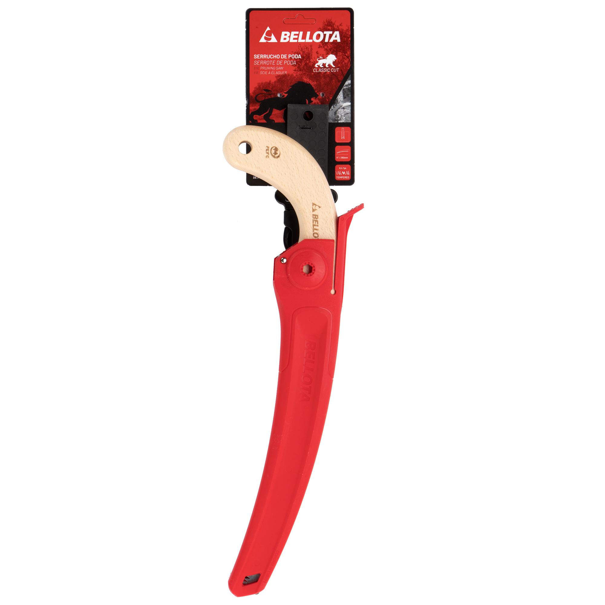 Serrucho León con hoja curva de 11" y mango de maderacurvo. Incluye funda / 450MC11