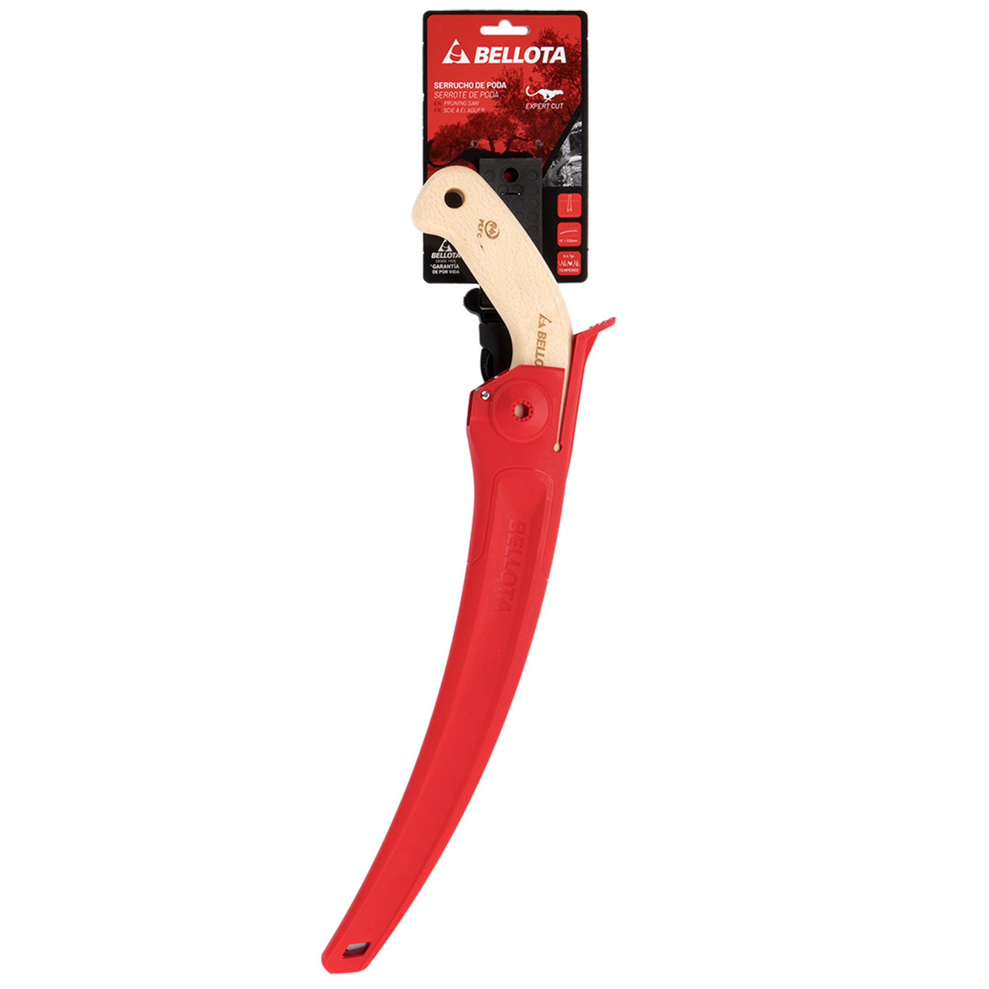 Serrucho Guepardo con hoja curva de 13" y mango de madera recto. Incluye funda / 454MR13