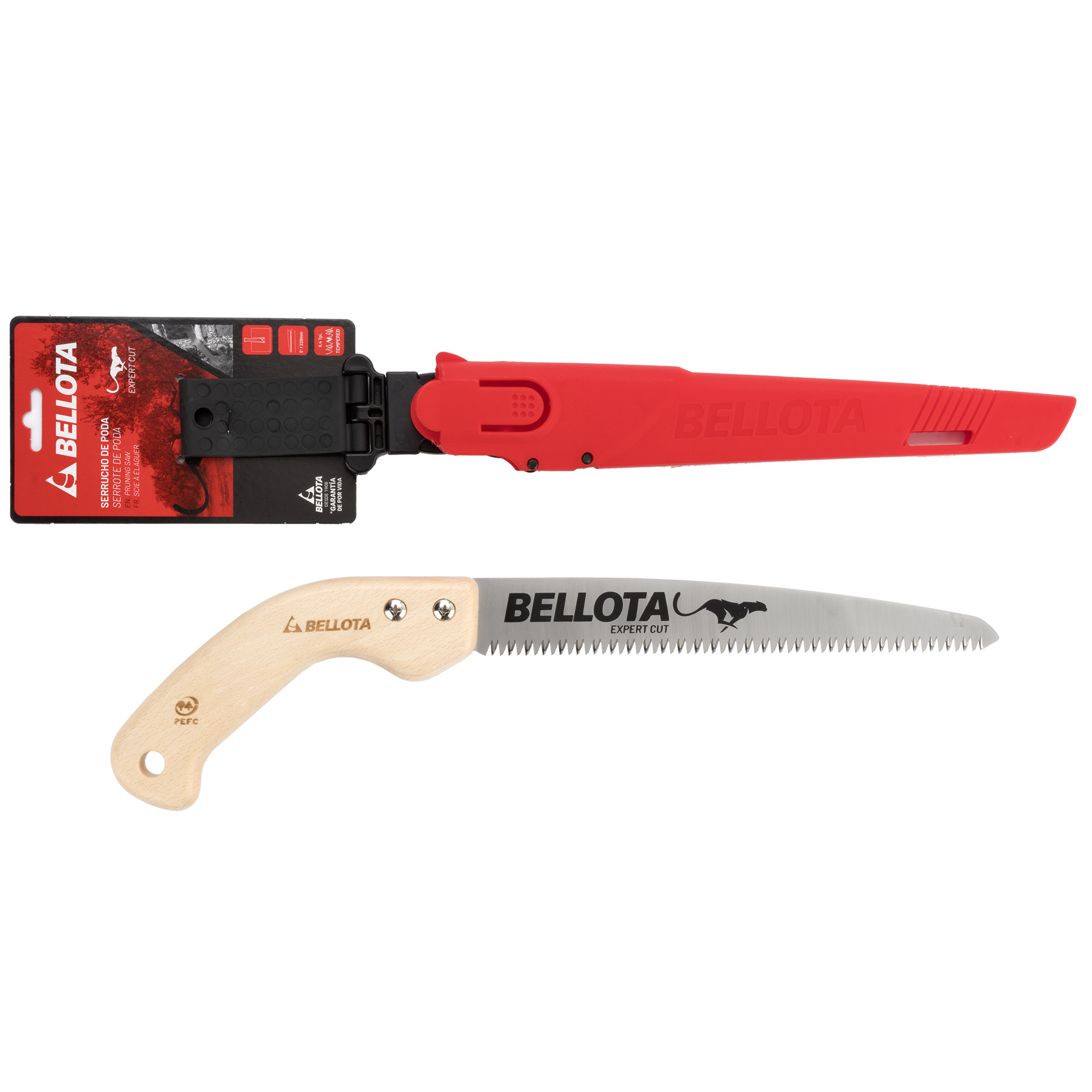 Serrucho Guepardo con hoja recta de 9" y mango de madera recto. Incluye funda / 45RMR9