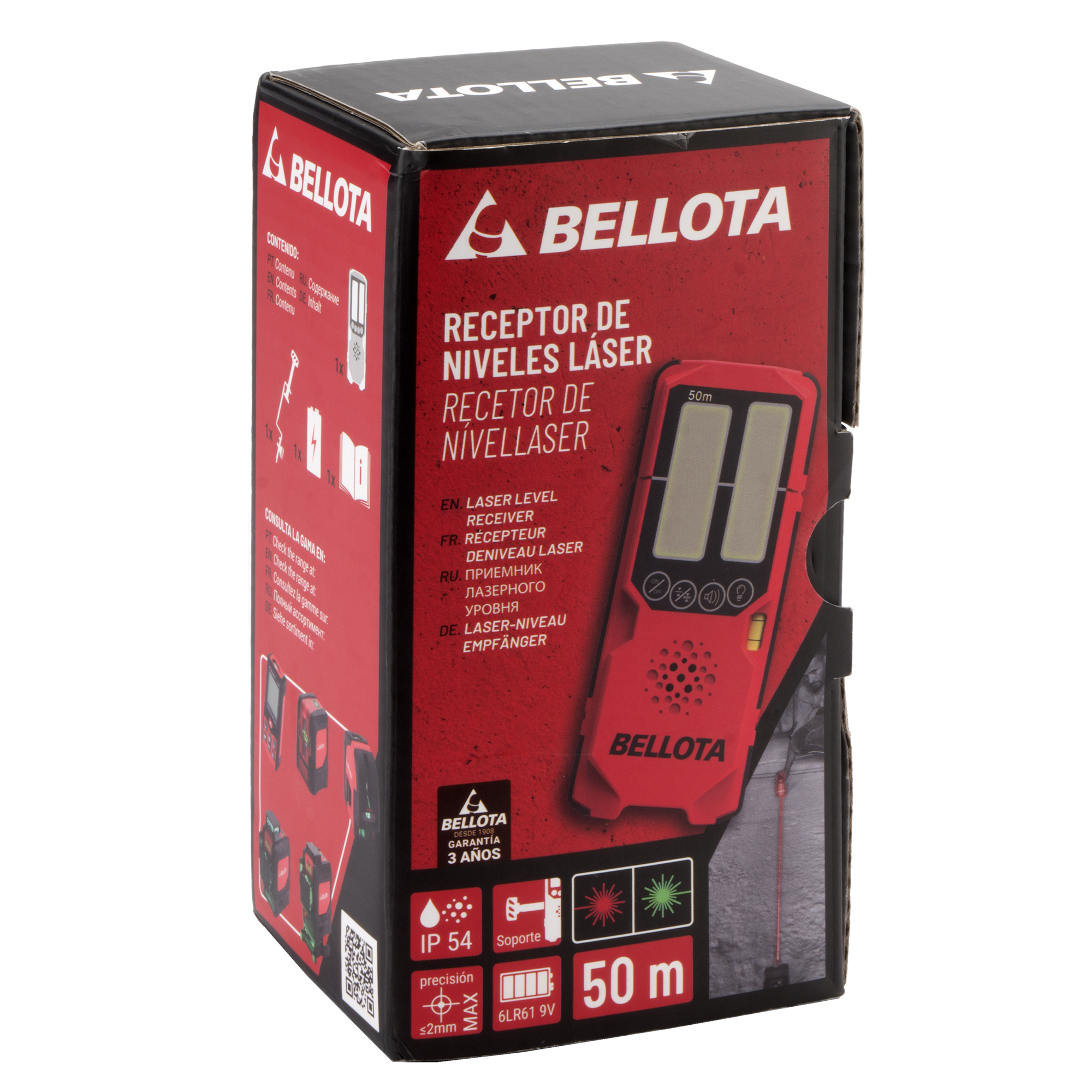 Receptor nivel láser hasta 50 m, rojo y verde / NIVRECEP