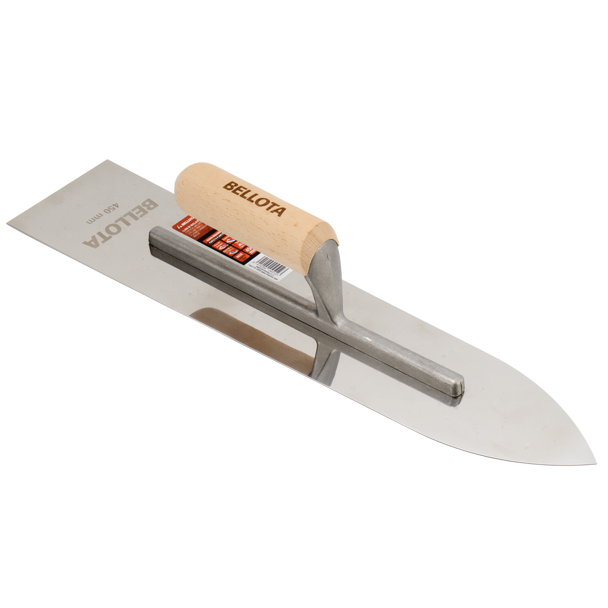 Llana nivelación de acero inoxidable con mango de madera 450 mm / 5866450