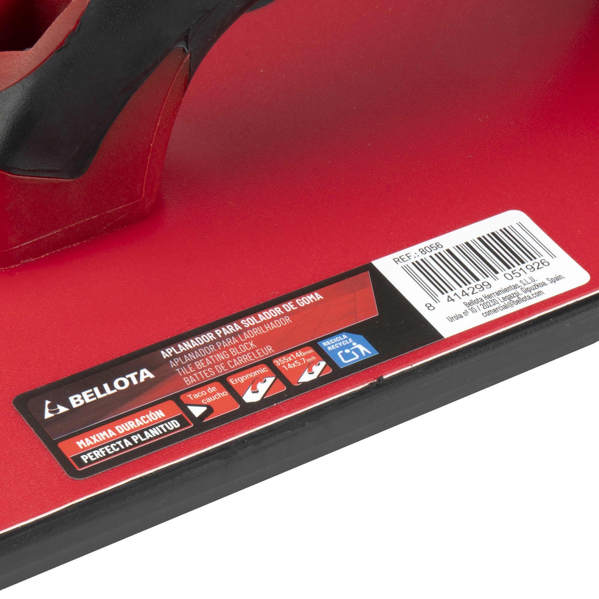 Aplanador de goma para el solado y colocación de gran formato 355x146 mm / 8056