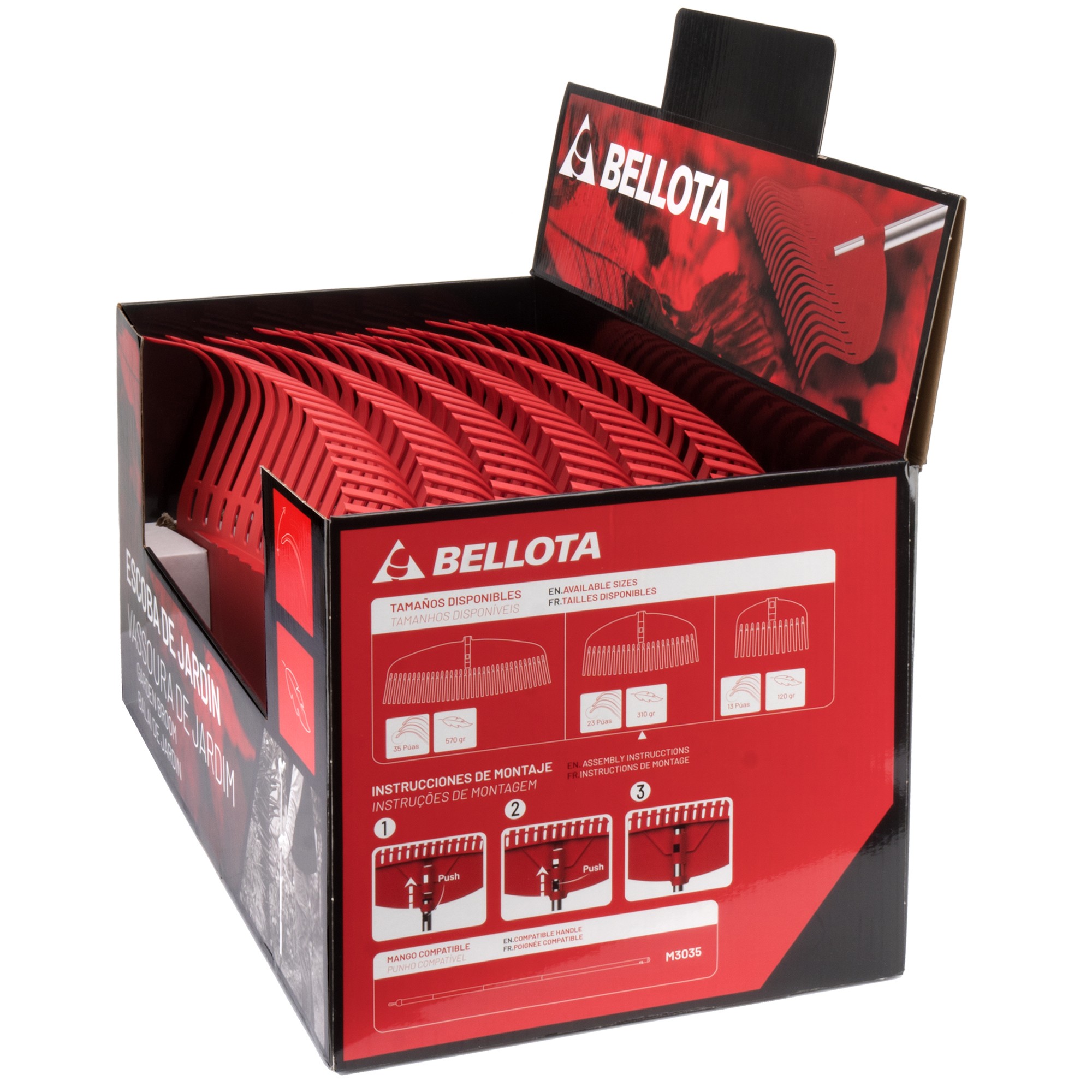 Escoba de plástico tipo rastrillo de 23 púas / 3035-23