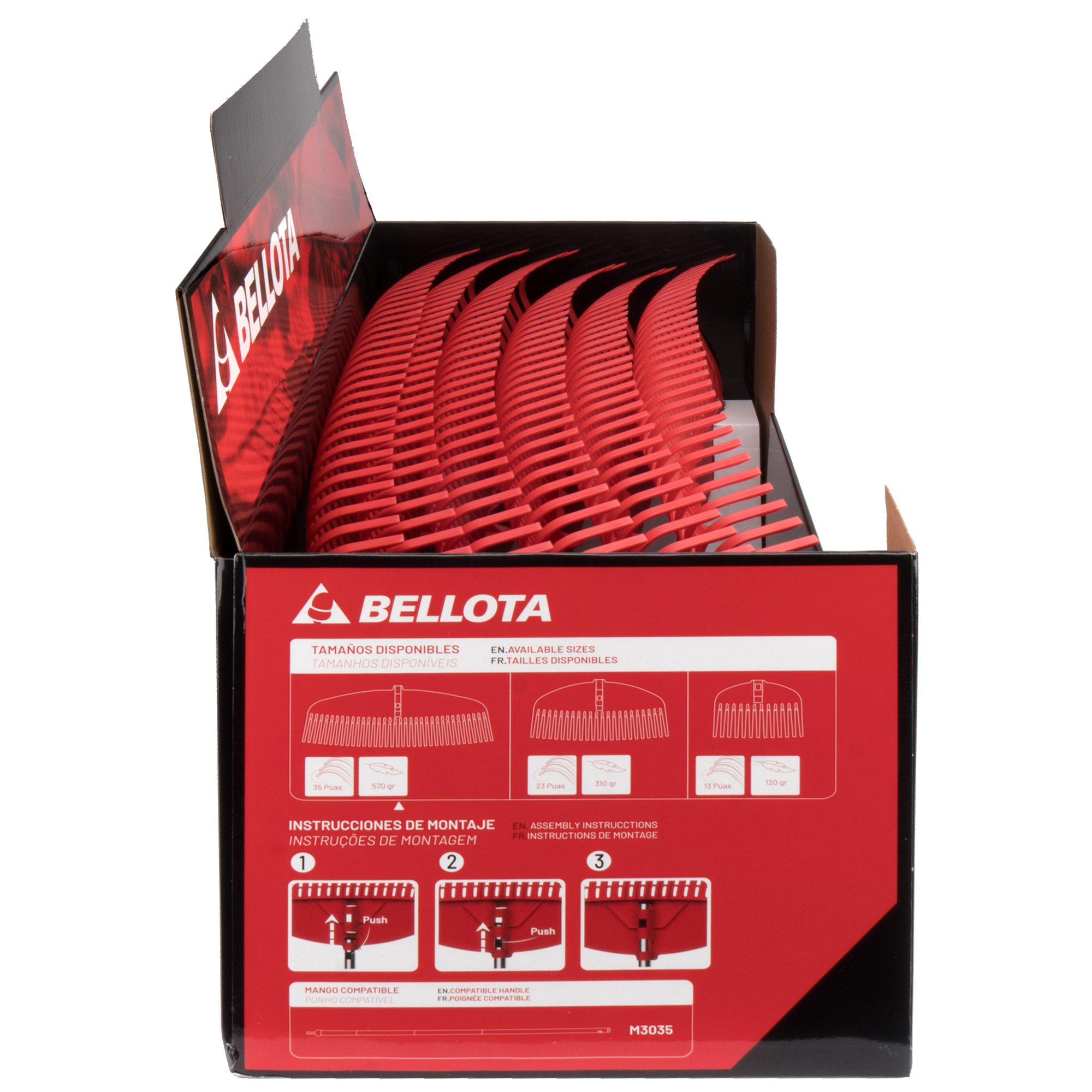 Escoba de plástico tipo rastrillo de 35 púas / 3035-35