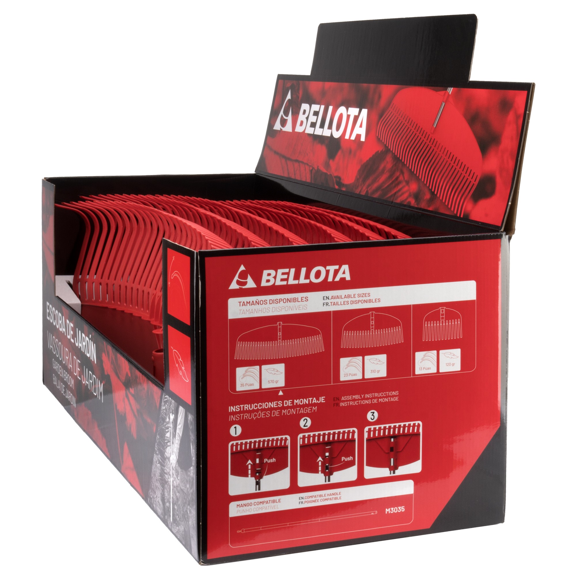 Escoba de plástico tipo rastrillo de 35 púas / 3035-35