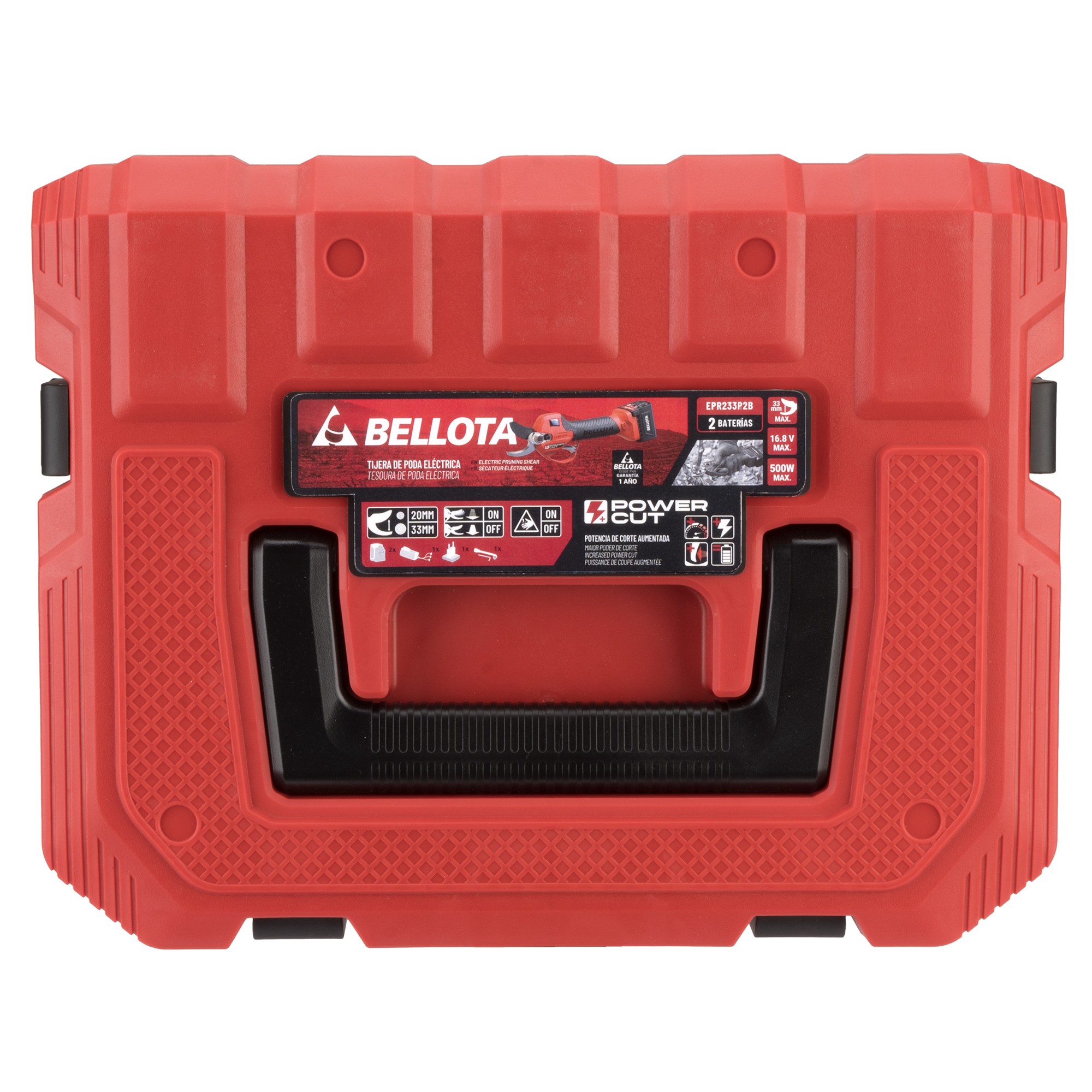 Tijera de poda eléctrica POWER CUT con batería de Litio Ion y un corte máximo de 33mm de diámetro, 2 baterías / EPR233P2B